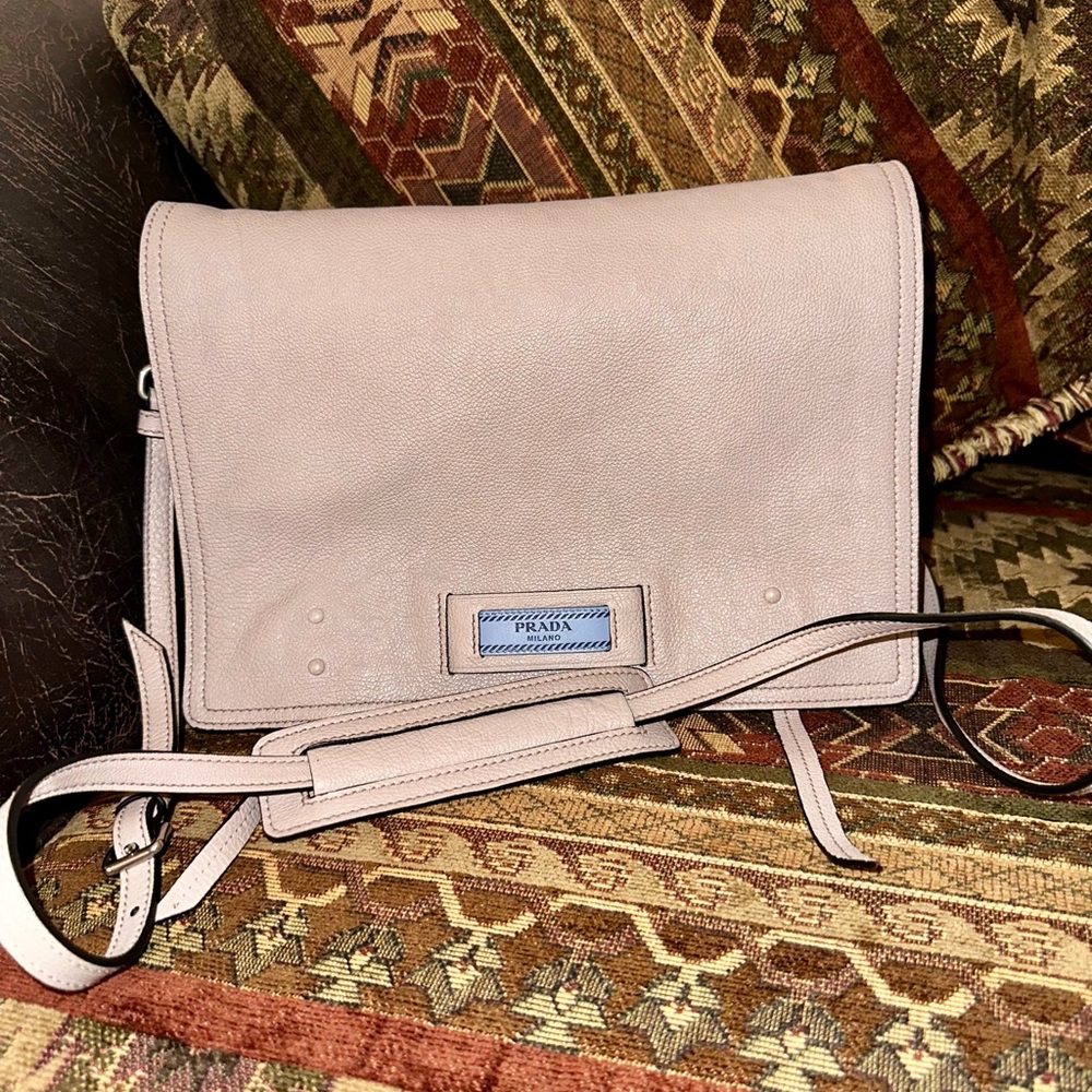 Prada Pattina Glace Calf Leather Bag  7.8in H x 11in W x  5in D